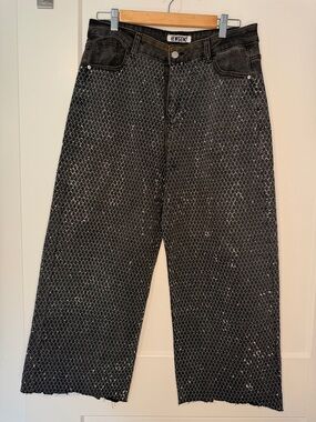Women's Black Wide Leg Sparkle Jeans
